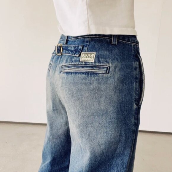 NWT Hey Gang Buckle Back Trouser in Denim - Picture 2 of 7